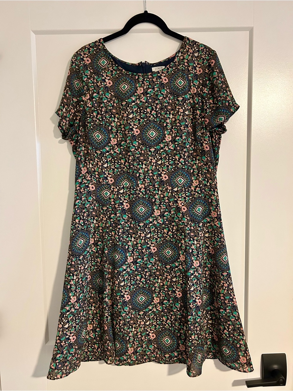 J. Crew Navy Floral Medallion A-Line Dress